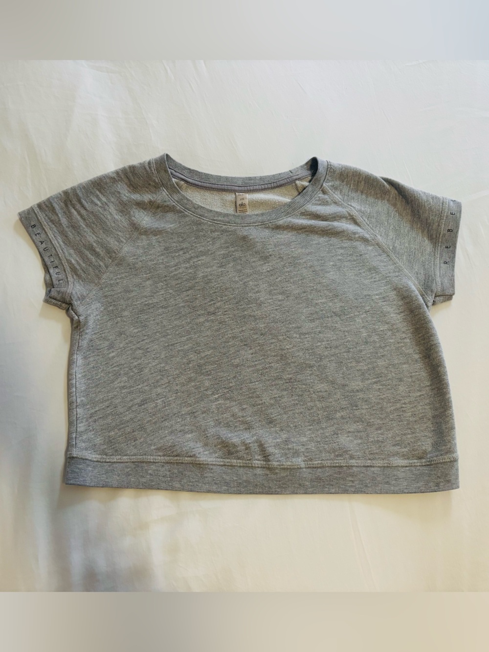 ALO Yoga Gray Cropped Short Sleeve Shirt